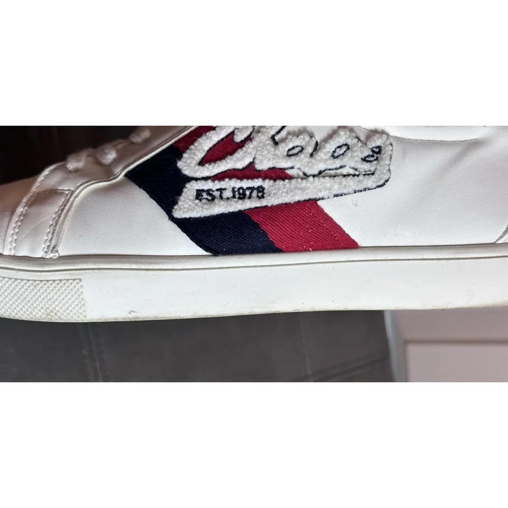 Chaps Varsity Women's Shoes Size 8.5 M Lace Up Sneakers White Navy‎ Red Logo
